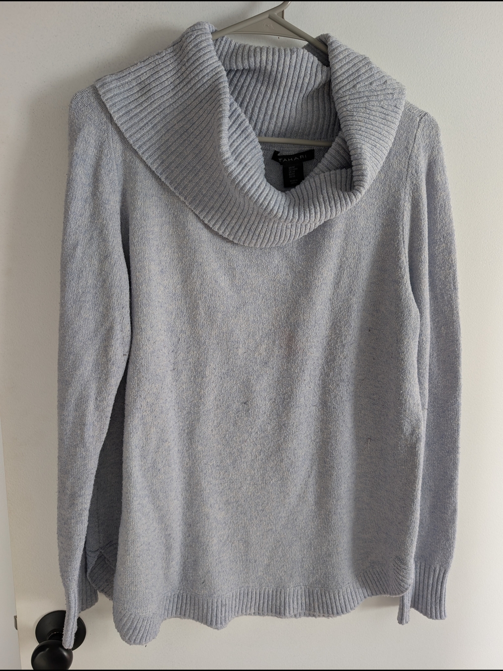 Pale blue Cowl Neck Knit Sweater